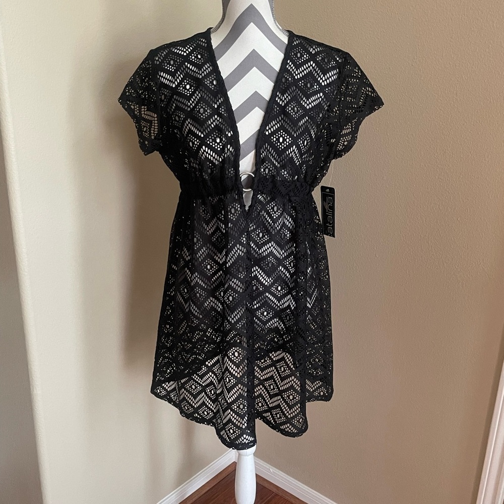 NEW - Catalina Black Crochet Swim Suit Cover-Up - Size: Medium